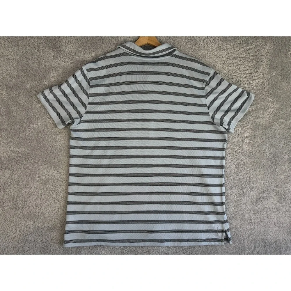 The North Face Mens XXL FlashDry Striped Polo Shirt Blue Grey Short Sleeve